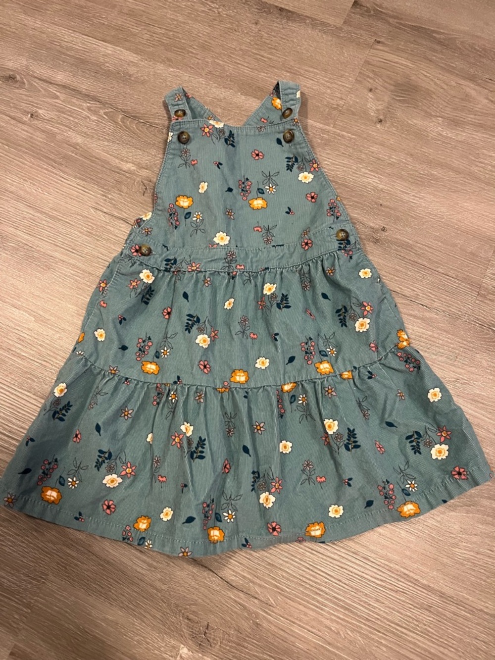 Carter's Teal Floral Corduroy Dress
